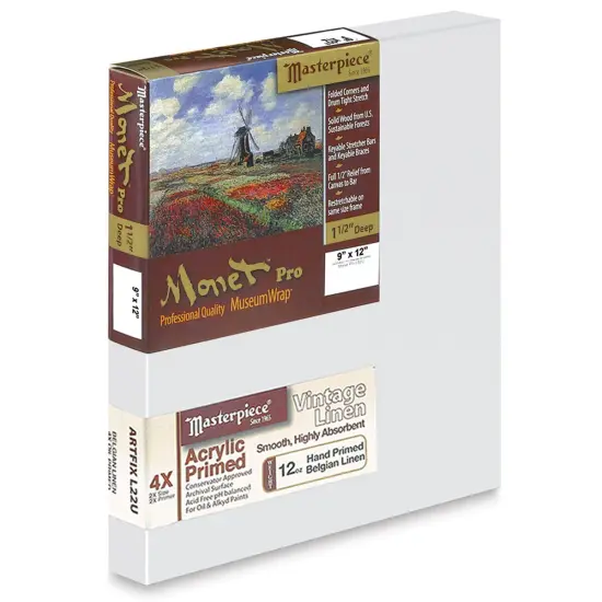 Masterpiece Monet Pro Artfix Linen Canvas - 9" x 12", Acrylic Primed {1}