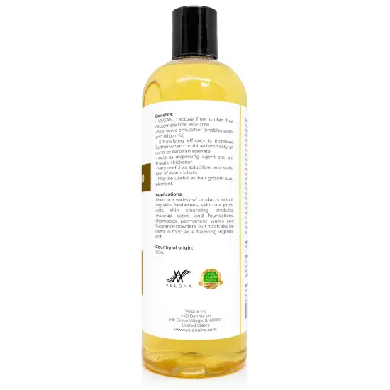 Polysorbate 80 by Velona 16 oz | Solubilizer, Food & Cosmetic Grade | All Natural for Cooking, Skin Care and Bath Bombs, Sprays, Foam Maker | Use Today - Enjoy Results {6}