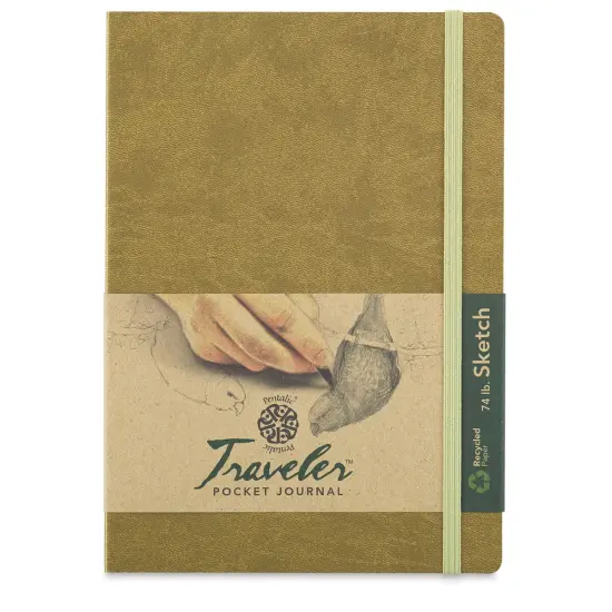 Pentalic Recycled Traveler's Sketchbook - 8-1/4" x 5-7/8", Metallic Gold {1}