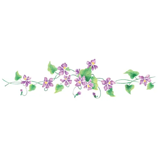 New Violet Wall Stencil Border | 2609 by Designer Stencils | Floral Stencils | Reusable Art Craft Stencils for Painting on Walls, Canvas, Wood | Reusable Plastic Paint Stencil for Home Makeover | Easy to Use & Clean Art Stencil {1}