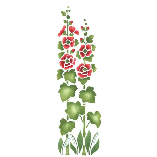 Tall Hollyhocks Wall Stencil | 983 by Designer Stencils | Floral Stencils | Reusable Art Craft Stencils for Painting on Walls, Canvas, Wood | Reusable Plastic Paint Stencil for Home Makeover | Easy to Use & Clean Art Stencil {1}