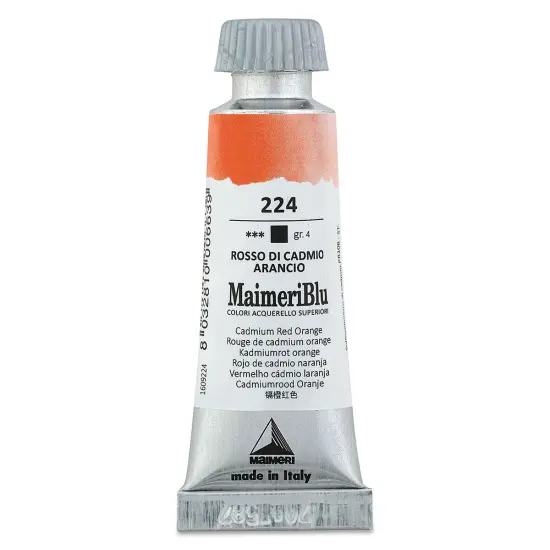Maimeri Blu Artist Watercolor - Cadmium Red Orange, 12 ml Tube {1}