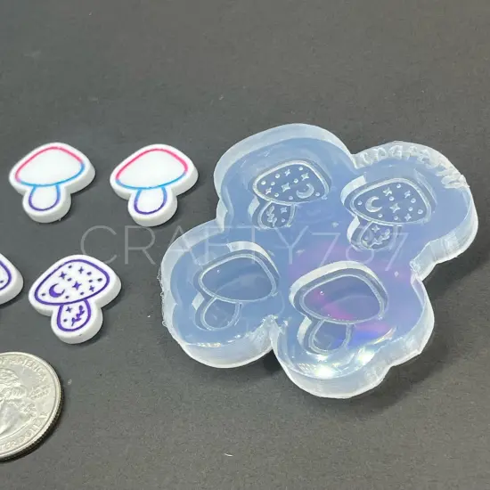 Mushroom Stud Earring Silicone Mold (B9) {2}