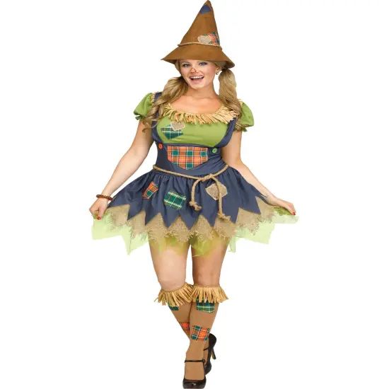 Adult's Womens Patchwork Scarecrow Lady Costume {1}