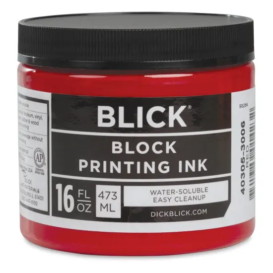 Blick Water-Soluble Block Printing Ink - Red, 16 oz Jar {1}
