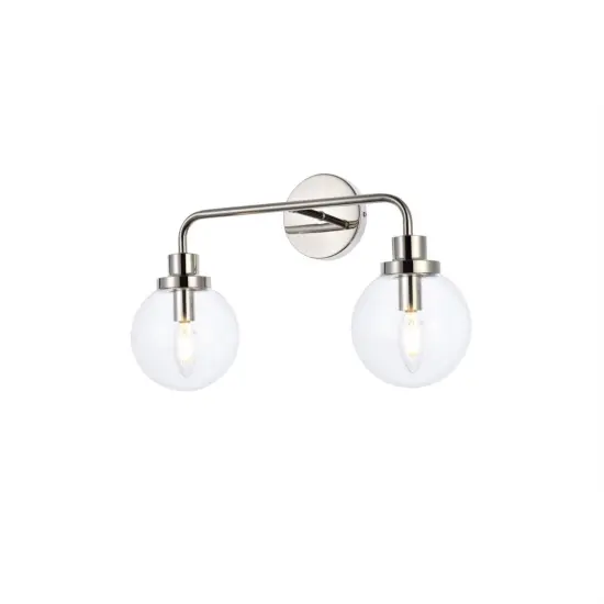 Hanson 2 lights bath sconce in polished nickel with clear shade {3}