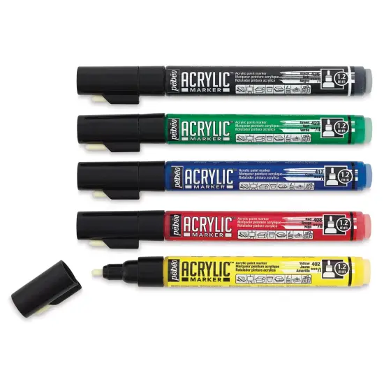 Pebeo Acrylic Marker - Set of 5, Primary Colors, 1.2 mm, Bullet Nib {1}