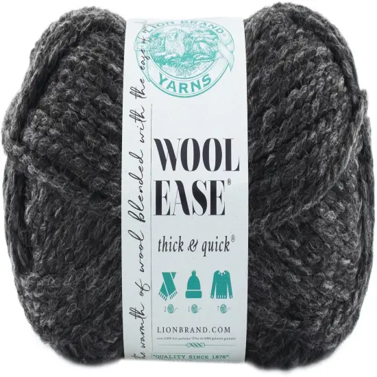 (3 Pack) Lion Brand Wool-Ease Thick & Quick Yarn - Charcoal {2}