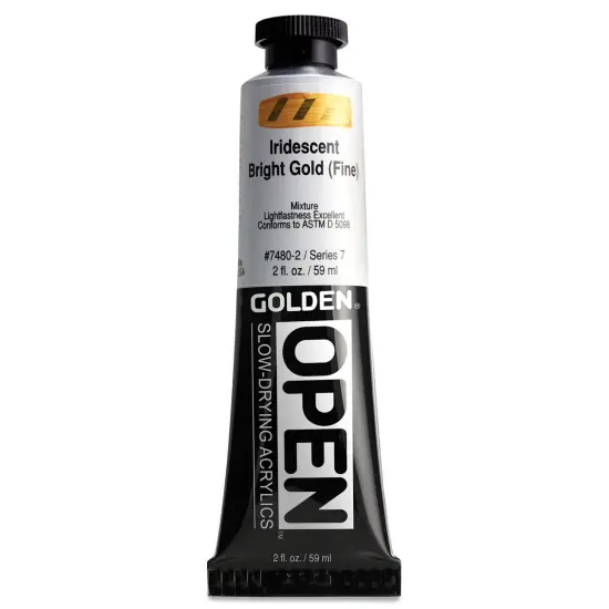 Golden Open Acrylics - Iridescent Bright Gold (Fine), 2 oz Tube {1}