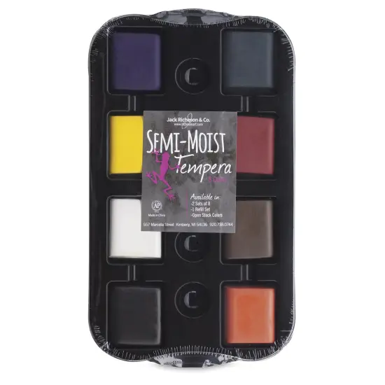 Richeson Semi-Moist Tempera Cake - 8-Color Primary Set with Heavy-Duty Tray {2}