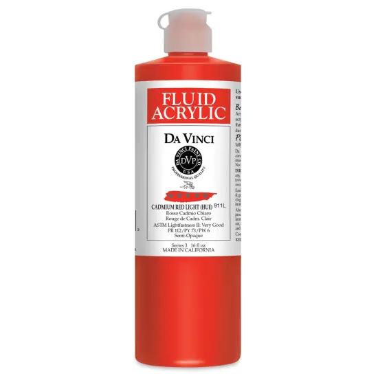 Da Vinci Fluid Acrylics - Cadmium Red Light Hue, 16 oz bottle {1}
