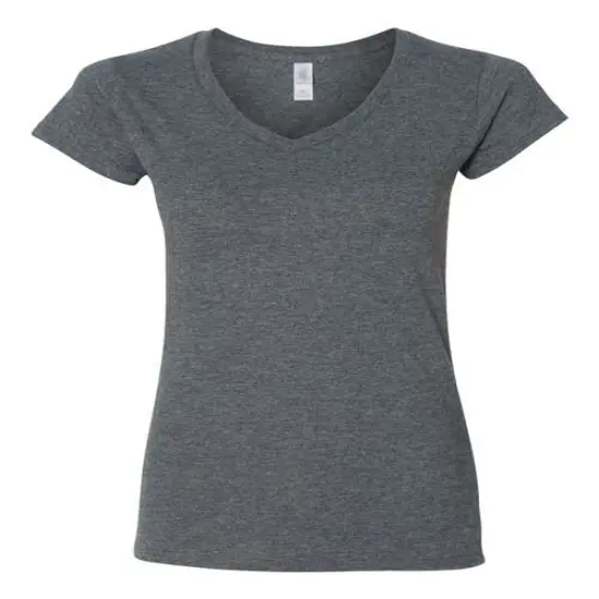 Gildan&reg; Softstyle Ladies Fit V-Neck T-Shirt Dark Heather {1}