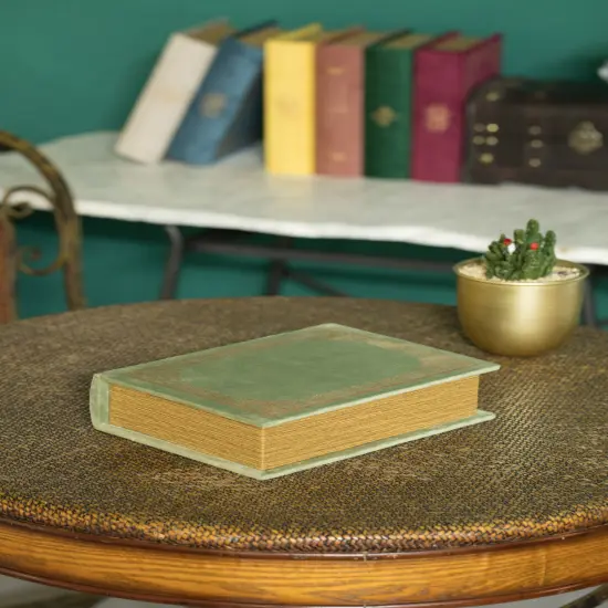 Decorative Vintage Book Shaped Trinket Storage Box Antique Green {6}