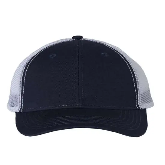 Valucap&reg; Bio Washed Trucker Cap Stylish & Adjustable Fit Navy/ White {1}
