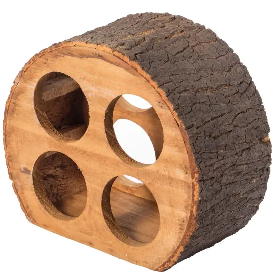 Round Wood Log Style with Bark 4 Bottle Countertop Wine Rack Holder {3}