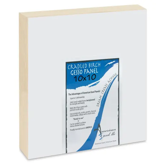 American Easel Gessoed Wood Painting Panel - 10" x 10", 1-5/8" Deep Cradle {1}