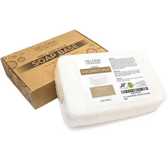 2 LB - Coconut Milk Glycerin Soap Base by Velona | SLS/SLES Free | Melt and Pour | Natural Bar for The Best Result for Soap Making&hellip; {4}