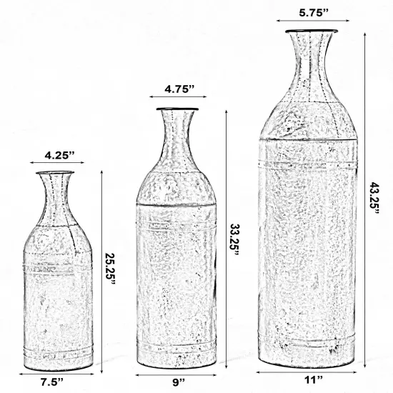 Rustic Farmhouse Style Galvanized Metal Floor Vase Decoration {6}