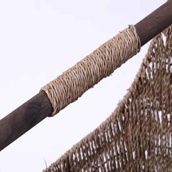 Seagrass Decorative Bathroom Basket &ndash; Handwoven Magazine Rack, Storage Organizer for Small Essentials, Washcloths and Toiletries, with Wooden Rod Toilet Paper Holder for Easy Dispensing {5}