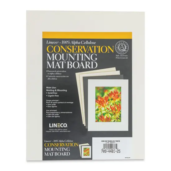 Lineco Conservation Matboard - White, 4 ply, Pkg of 25, 8" x 10" {1}