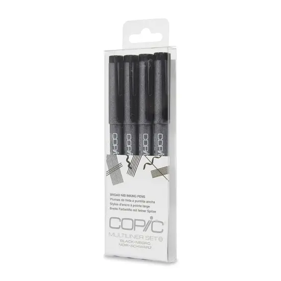 Copic Multiliner Pen - Black, Broad Nibs, Set of 4 {2}