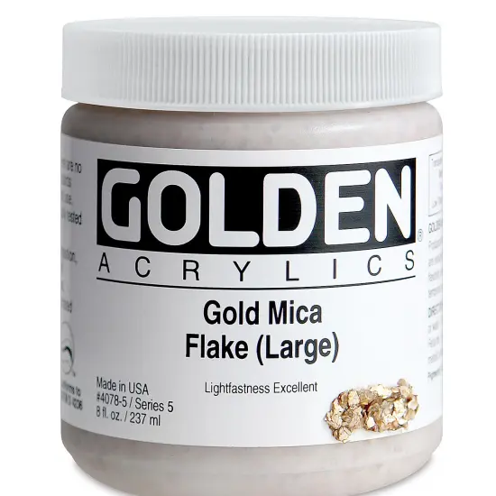 Golden Heavy Body Artist Acrylics - Iridescent Gold Mica Flake (Large), 8 oz jar {2}