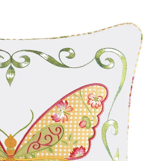 Pink Butterfly Applique Throw Pillow, 18" x 18" {3}