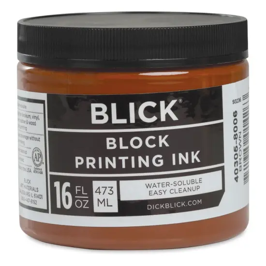 Blick Water-Soluble Block Printing Ink - Brown, 16 oz Jar {1}