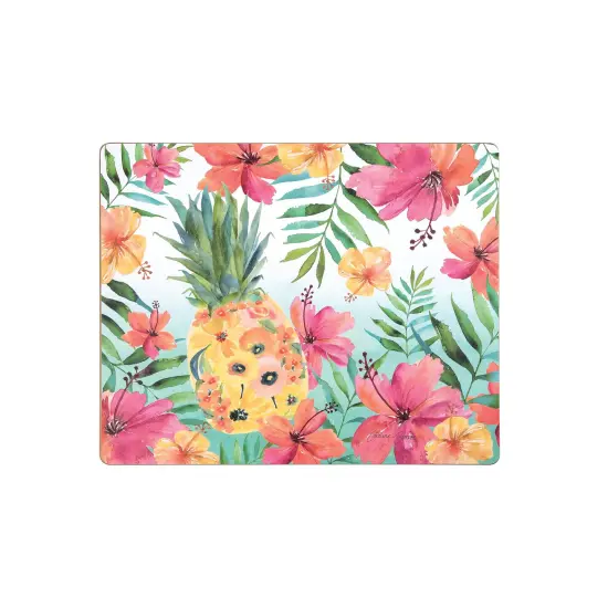 Pineapple Summer Hardboard Placemats Set of 6 Multicolored Quilted, 13" x 16" {1}