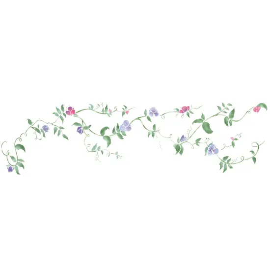 Sweet Peas Flower Vine Wall Stencil | 2723 by Designer Stencils | Floral Stencils | Reusable Art Craft Stencils for Painting on Walls, Canvas, Wood | Reusable Plastic Paint Stencil for Home Makeover | Easy to Use & Clean Art Stencil {1}