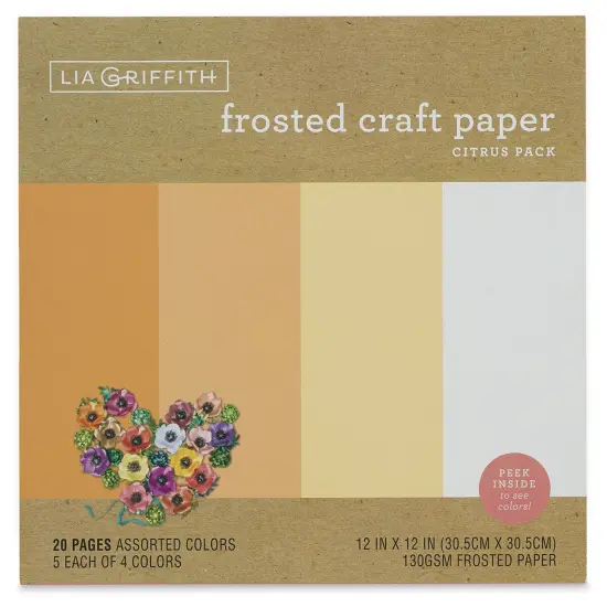Lia Griffith Frosted Craft Paper - Citrus, 12" X 12", 20 Sheets, 130 gsm {1}