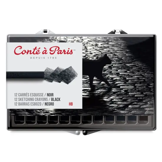 Cont&eacute; &agrave; Paris Sketching Pastel Carr&eacute;s - Black, HB, Pkg of 12 {1}