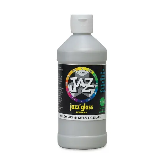 Jazz Gloss Tempera - Gloss, Metallic Silver, 16 oz bottle {1}
