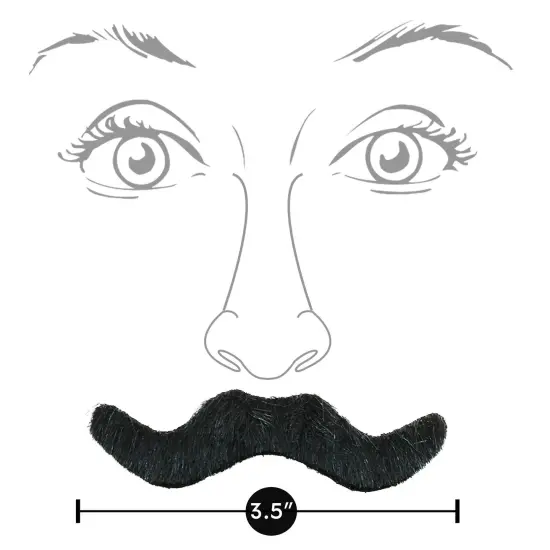 Self Adhesive Party Mustaches - Hairy Fake Black Sticker Mustache - 3 Piece Set {5}