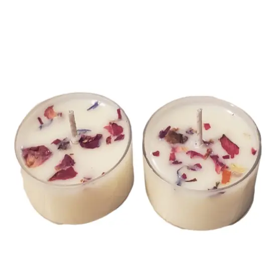 Gardenia Tuberose Natural 6ct Soy Wax Tealights Hand Poured with Fragrant/Essential Oils & Dried Flowers | Christmas Gift | Wedding Favors | {2}