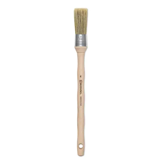 Escoda Natural Bristle Brushes - Round Square, Size 4, Long Handle {1}