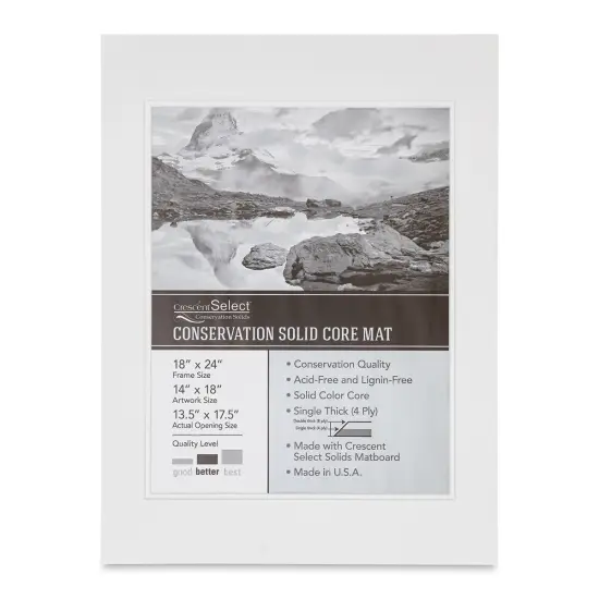 Crescent Select Conservation Solids Pre-Cut Double Mat - Vivid White/Vivid White, 4 ply, 18" x 24" {1}