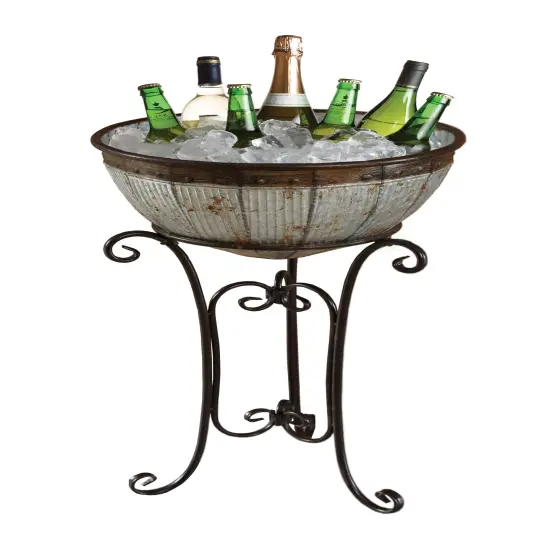 Galvanized Metal Standing Beverage Cooler Tub with Liner {1}