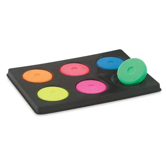 Richeson Tempera Cakes - Set of 6 with Tray, Fluorescent Colors, Mini Cakes {1}