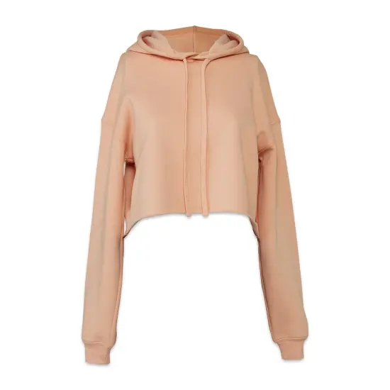 Bella + Canvas Cropped Fleece Hoodie - Peach, Size Small {1}