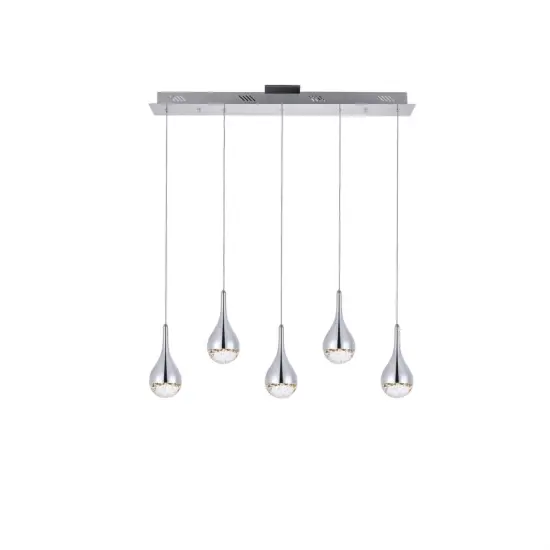 Amherst Collection LED 5-light chandelier 34in x 4in x 9in chrome finish {1}