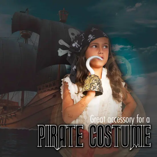 Pirate Captain Gold Hook - Toy Pirates Costume Accessories Plastic Sleeve Dress Up Prop for Adults and Kids {3}