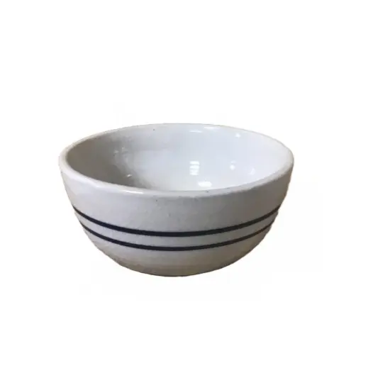 Martinez Pottery Salad Bowl Handmade Heritage Blue Stripe Stoneware {4}