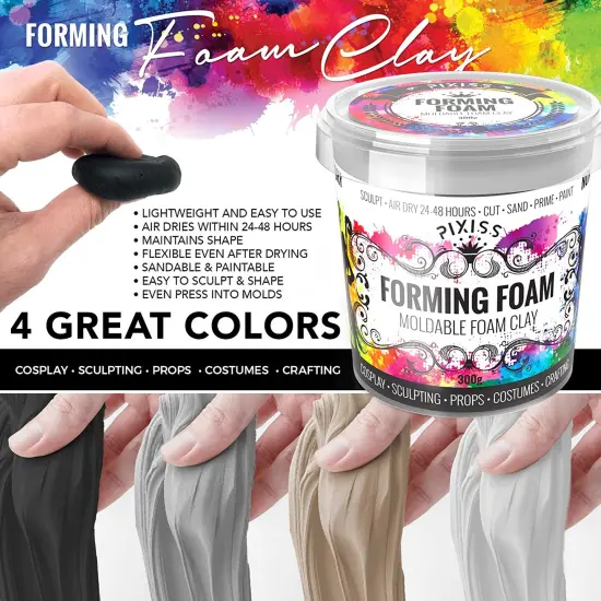 Pixiss Foam Clay Sculpting Foam for Cosplay 300 Gram White and 300 Gram Black {2}