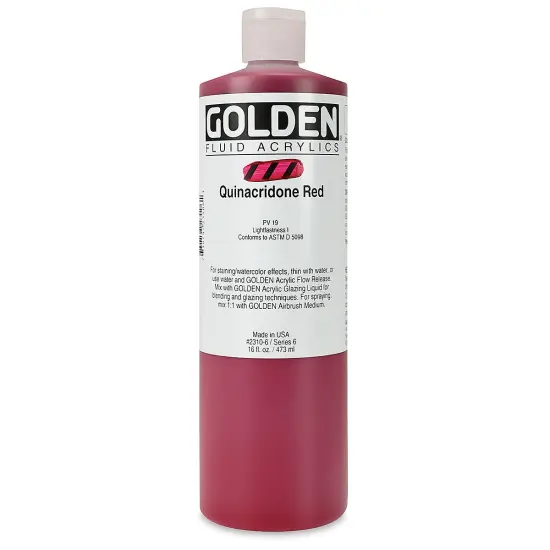 Golden Fluid Acrylics - Quinacridone Red, 16 oz bottle {2}