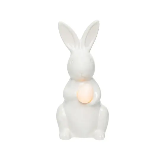 Led White Ceramic Bunny Easter Figure Figurine {1}