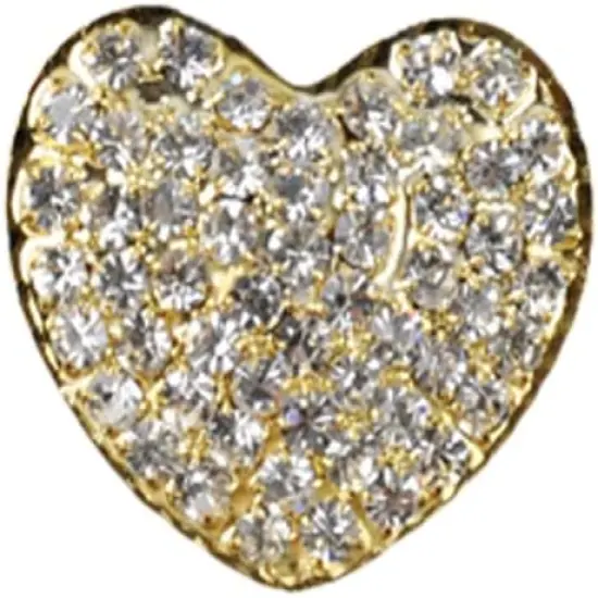 Belagio Rhinestone Shank Button, 1" Diameter, 1 Piece, Heart Design, Gold/Crystal {1}