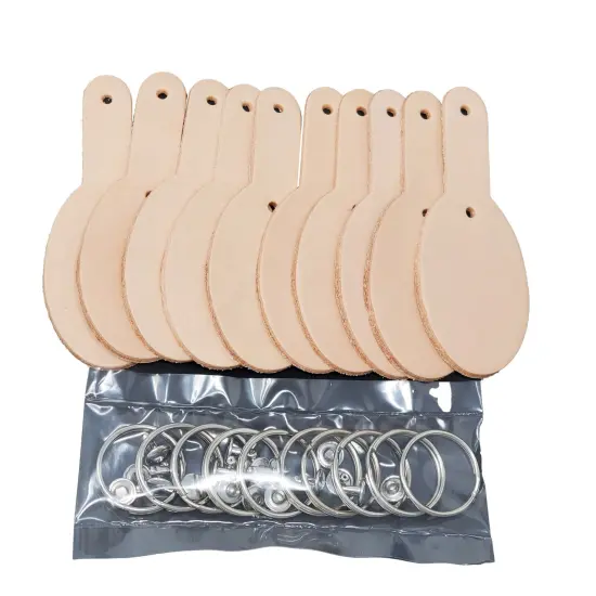 DIY Leather Key Fobs Kit 10 Pack &ndash; Oval Blanks with Hardware for Custom Keychains {2}