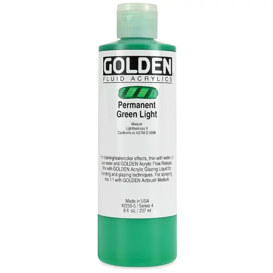Golden Fluid Acrylics - Permanent Green Light, 8 oz bottle {2}