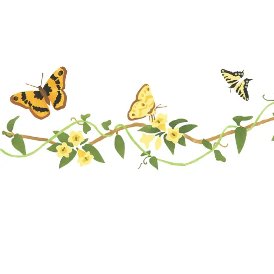 Butterfly with Vine Wall Stencil | 2693 by Designer Stencils | Animal & Nature Stencils | Reusable Art Craft Stencils for Painting on Walls, Canvas, Wood | Reusable Plastic Paint Stencil for Home Makeover | Easy to Use & Clean Art Stencil {2}